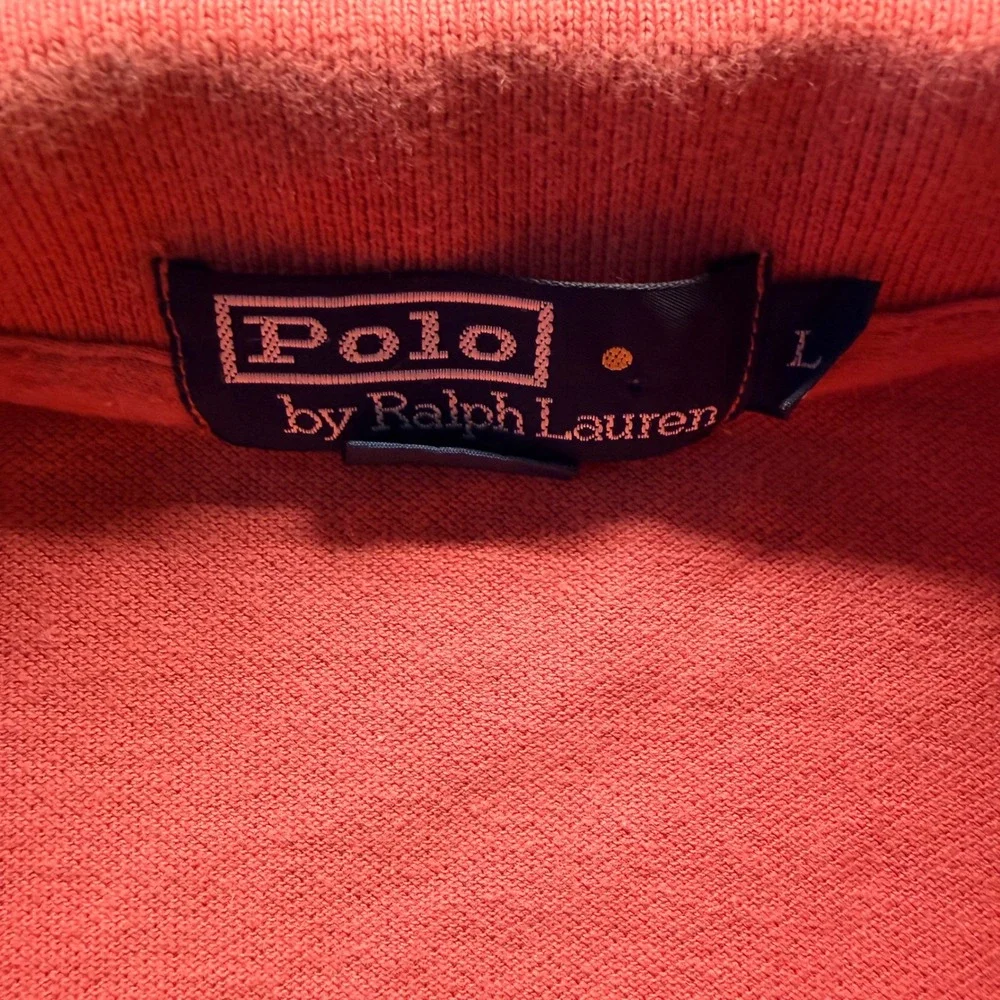 Polo Ralph Lauren Mens Large Coral Pink Short Sleeve Pique Cotton Polo Shirt